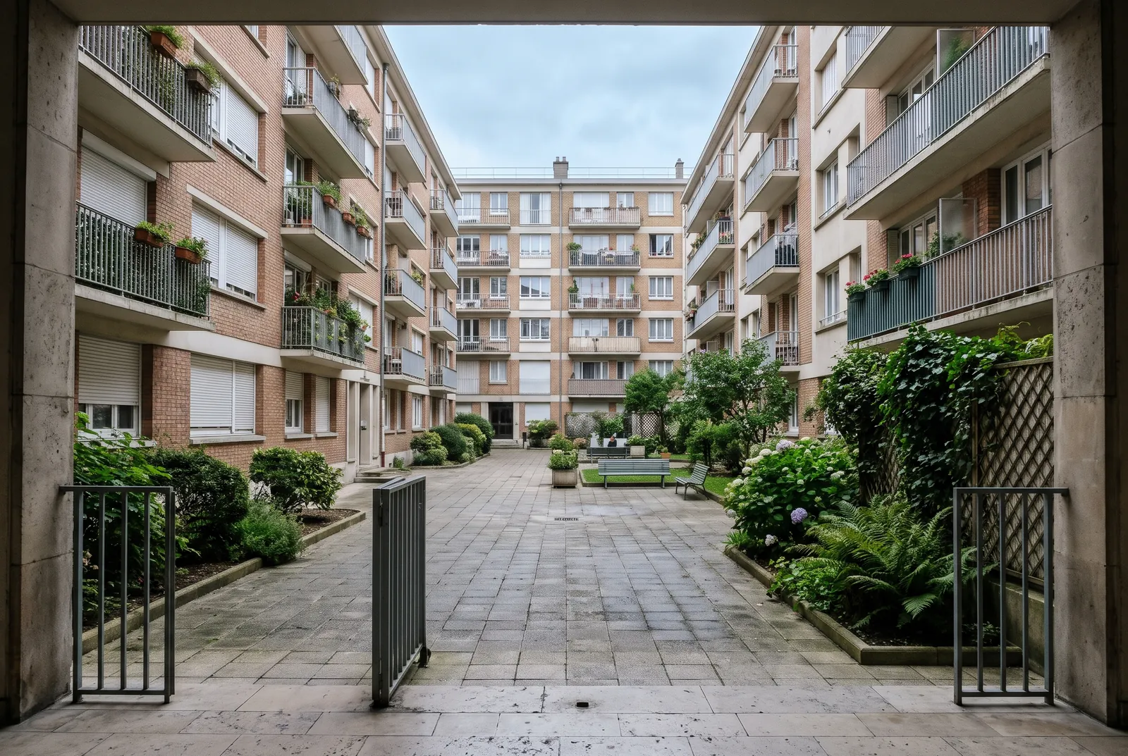 Cour intérieure d'un immeuble à Alfortville